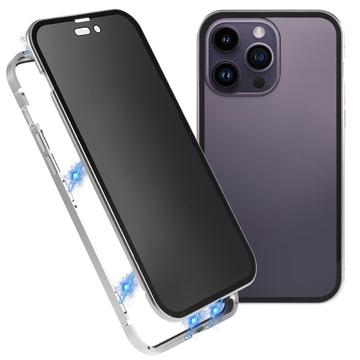 iPhone 16 Pro Max Magnetisk Deksel med Herdet Glass - Privacy - Sølv