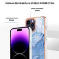 iPhone 16 Pro Max Marmormønster Galvanisert IMD TPU-deksel - Blå