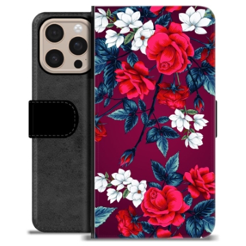 iPhone 16 Pro Max Premium Lommebok-deksel - Vintage Blomster
