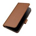 iPhone 16 Pro Max Premium lommebokveske med stropp - karbonfiberstruktur - Karbonkaffe