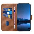 iPhone 16 Pro Max Premium lommebokveske med stropp - karbonfiberstruktur - Karbonkaffe