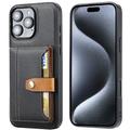 iPhone 16 Pro Max Retro Style Deksel med Lommebok - Svart