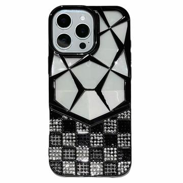 iPhone 16 Pro Max Rhinestone deksel med geometrisk diamantmønster