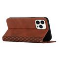 iPhone 16 Pro Max Rhombusmønster lommebokveske med magnetisk lukking - brun