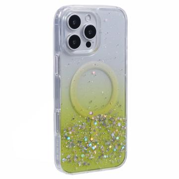 iPhone 16 Pro Max Sparkle Glow MagSafe-deksel - Epoxy TPU og akrylbeskyttelse - Gul