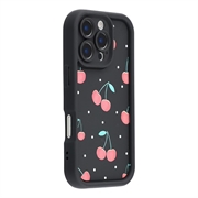 iPhone 16 Pro Max Stilig støtsikkert TPU-deksel med forhøyede kanter - svart / Körsbär