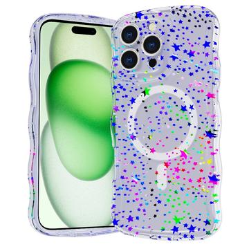 iPhone 16 Pro Max Wave-Edge Laser Glitter MagSafe-deksel - stjerne