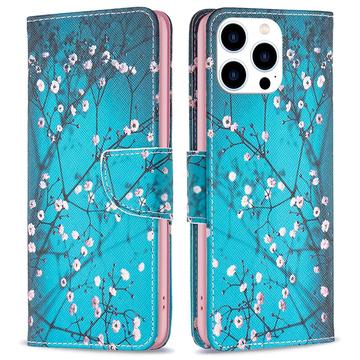 iPhone 16 Pro Max Wonder Series Lommebok-deksel - Hvit Blomster