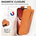 iPhone 16 Pro Max Glidelåslomme Vertikalt Flip-deskel - Brun