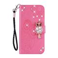 iPhone 16 Pro Uggle Rhinestone Lommebok-deksel - Varm Rosa