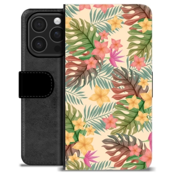 iPhone 16 Pro Premium Lommebok-deksel - Rosa Blomster