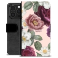 iPhone 16 Pro Premium Lommebok-deksel - Romantiske Blomster