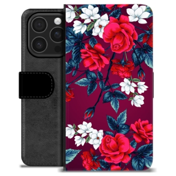 iPhone 16 Pro Premium Lommebok-deksel - Vintage Blomster