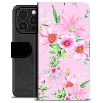 iPhone 16 Pro Premium Lommebok-deksel - Akvarell Blomster