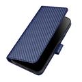 iPhone 16 Pro Premium lommebokveske med stropp - karbonfiberstruktur - Karbonblå