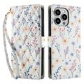iPhone 16 Pro Rombisk blomsterlommebok-etui