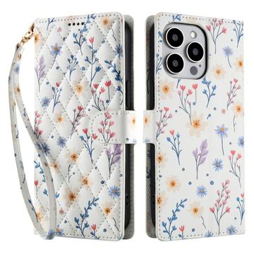 iPhone 16 Pro Rombisk blomsterlommebok-etui