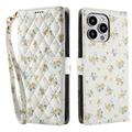 iPhone 16 Pro Rombisk blomsterlommebok-etui