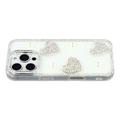 iPhone 16 Pro Glitrende Kjærlighet og Perle Hybrid-deksel - Hvit