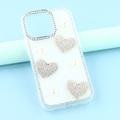 iPhone 16 Pro Glitrende Kjærlighet og Perle Hybrid-deksel - Hvit