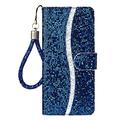 iPhone 16 Pro Stilig lommeboketui med glitter - blå