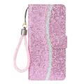 iPhone 16 Pro Stilig glitter lommebokveske - Rosa