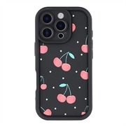 iPhone 16 Pro Stilig støtsikkert TPU-deksel med forhøyede kanter - Svart / Kirsebær