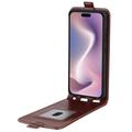 iPhone 16 Pro Vertikalt Flip-Deksel med Kortlomme - Brun