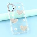 iPhone 16 Glitrende Kjærlighet og Perle Hybrid-deksel