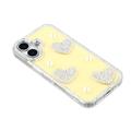 iPhone 16 Glitrende Kjærlighet og Perle Hybrid-deksel - Gul