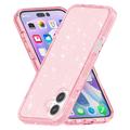 iPhone 16 Stylish Glitter Series Hybrid-deksel - Rosa