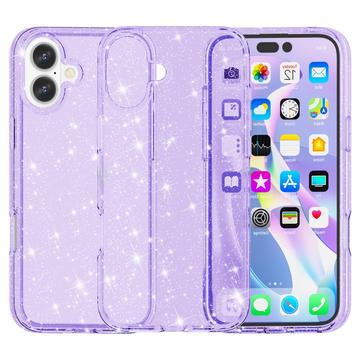 iPhone 16 Stylish Glitter Series Hybrid-deksel - Lilla
