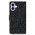 iPhone 16 Stilig lommeboketui med glitter - Svart