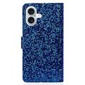 iPhone 16 Stilig lommeboketui med glitter - blå