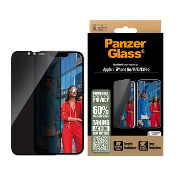 iPhone 16e/14/13/13 Pro PanzerGlass Ultra-Wide Fit Privacy EasyAligner Skjermbeskyttere Panzerglass - Svart Kant
