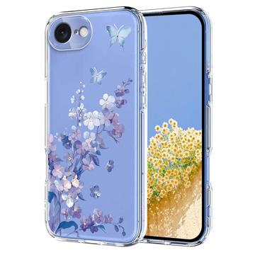 iPhone 16e TPU-deksel med blomstermønster - Lilla