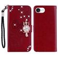iPhone 16e/17e Ugle Rhinestone Lommebok-deksel