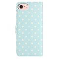 iPhone 16e lommebokveske med prikkmønster - blå