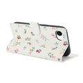 iPhone 16e/17e Rombisk blomsterlommebok-etui - roser