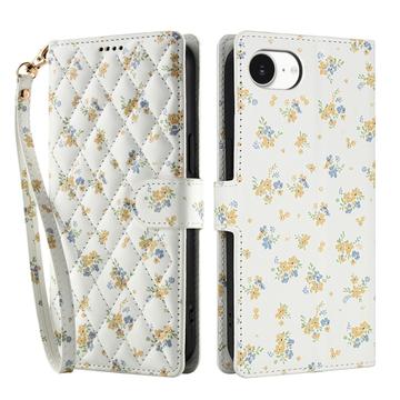 iPhone 16e Rombisk blomsterlommebok-etui - gule blomster