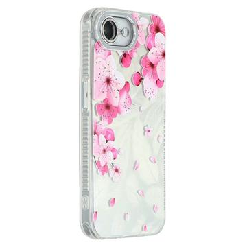iPhone 16e Spring Galvanisert IMD Hybrid-deksel med kamerabeskyttelse - Rosa blomster