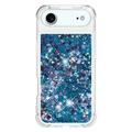 iPhone Air Glitter Quicksand TPU-deksel - Blå hjerter