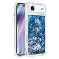 iPhone Air Glitter Quicksand TPU-deksel - Blå hjerter
