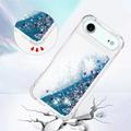 iPhone Air Glitter Quicksand TPU-deksel - Blå hjerter