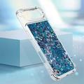 iPhone Air Glitter Quicksand TPU-deksel - Blå hjerter
