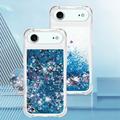 iPhone Air Glitter Quicksand TPU-deksel - Blå hjerter