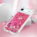 iPhone Air Glitter Quicksand TPU-deksel - Rosa hjerter