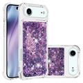 iPhone Air Glitter Quicksand TPU-deksel - Lilla hjerter