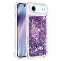 iPhone Air Glitter Quicksand TPU-deksel - Lilla hjerter