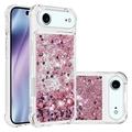 iPhone Air Glitter Quicksand TPU-deksel - rosagullhjerter